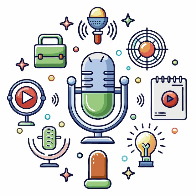 conjunto de podcast lineicon