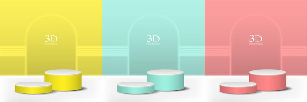 conjunto de podio adecuado para la ilustración vectorial de productos o vitrinas