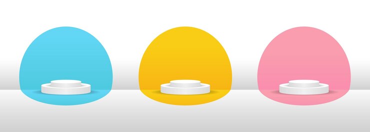 Vector conjunto de podio de pedestal de cilindro 3d realista blanco rendering vectorial abstracto para la exhibición de productos pre