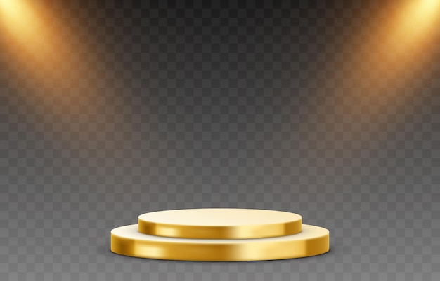 Conjunto de podios de oro vectoriales png Pedestal dorado sobre un fondo transparente aislado Podio png