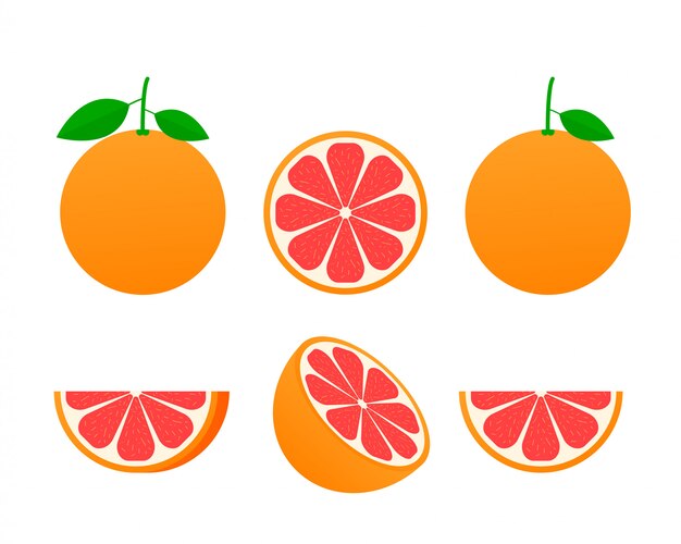 Conjunto de pomelos aislados.