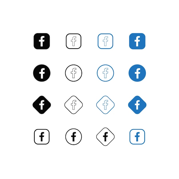 Conjunto popular de iconos de redes sociales Redes sociales editoriales realistas