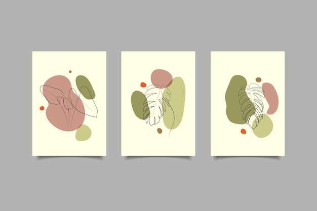 conjunto de portada de arte de línea abstracta minimalista