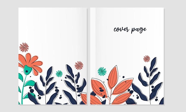 conjunto de portada de página de naturaleza. Elemento de diseño floral botánico para planificador de portátiles, libro, catálogo, folleto