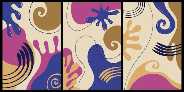 Conjunto de portadas abstractas modernas diseño de portadas mínimas ilustración vectorial de fondo geométrico de colores