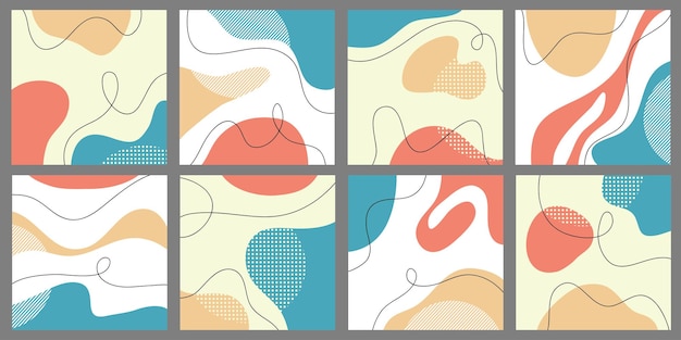 Conjunto de portadas abstractas modernas diseño de portadas mínimas ilustración vectorial de fondo geométrico de colores