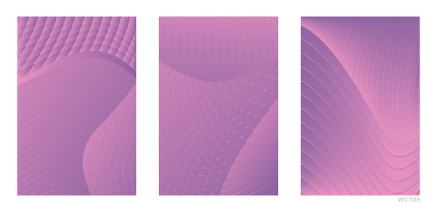 Conjunto de portadas de carteles en blanco de moda con luces de neón gradiente