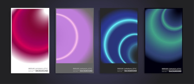 Conjunto de portadas de carteles futuristas con degradado circular Ideal para la marca presentación álbum impresión web banner