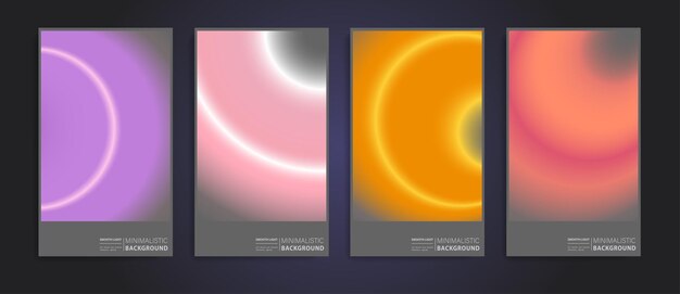 Conjunto de portadas de carteles futuristas con degradado circular Ideal para la marca presentación álbum impresión web banner