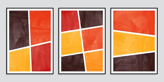 Conjunto de portadas de carteles minimalistas creativos con colores oscuros abstractos.