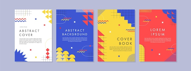 Vector conjunto de portadas de diseño de negocios geométricos de memphis