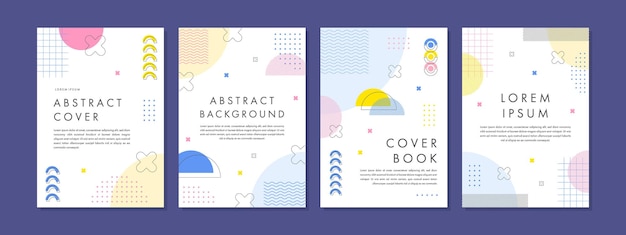 Conjunto de portadas de diseño de negocios geométricos de memphis