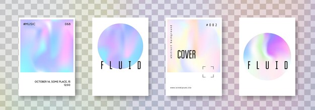 Conjunto de portadas holográficas fondos abstractos