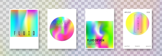 Conjunto de portadas holográficas fondos abstractos