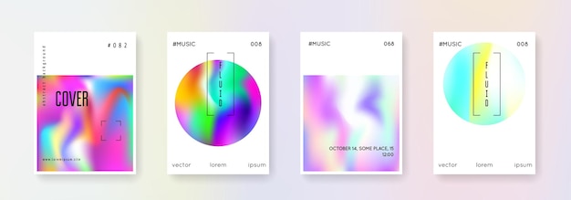 Conjunto de portadas holográficas fondos abstractos