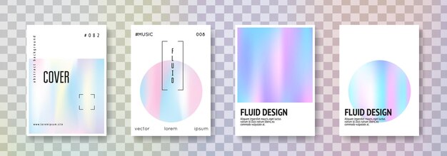 Conjunto de portadas holográficas fondos abstractos