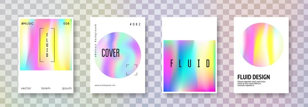 Conjunto de portadas holográficas fondos abstractos
