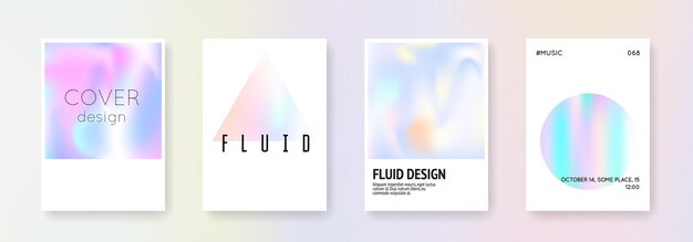Conjunto de portadas holográficas fondos abstractos