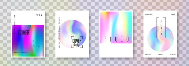 Conjunto de portadas holográficas fondos abstractos