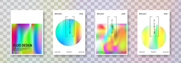 Conjunto de portadas holográficas fondos abstractos