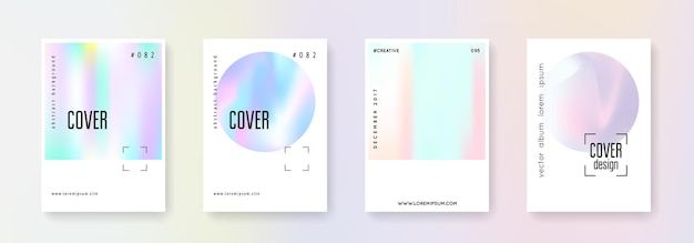 Conjunto de portadas holográficas fondos abstractos
