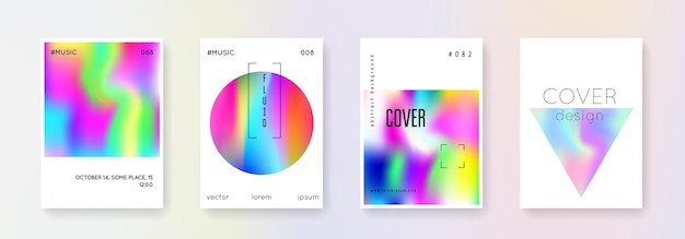 Conjunto de portadas holográficas fondos abstractos