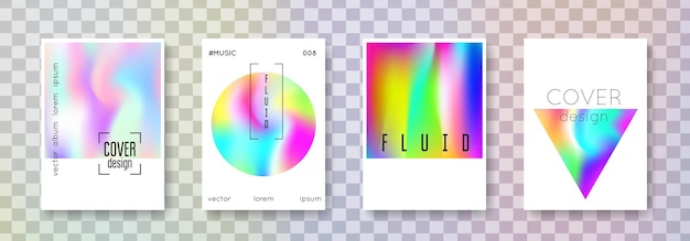 Conjunto de portadas holográficas fondos abstractos