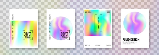 Conjunto de portadas holográficas fondos abstractos