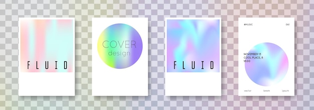 Conjunto de portadas holográficas fondos abstractos