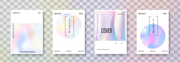 Conjunto de portadas holográficas fondos abstractos