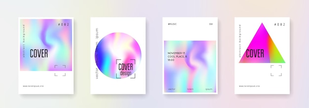 Conjunto de portadas holográficas fondos abstractos