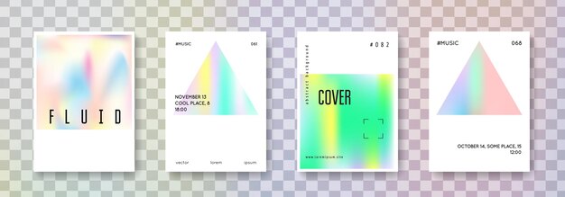 Conjunto de portadas holográficas fondos abstractos