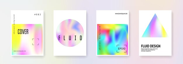 Conjunto de portadas holográficas fondos abstractos