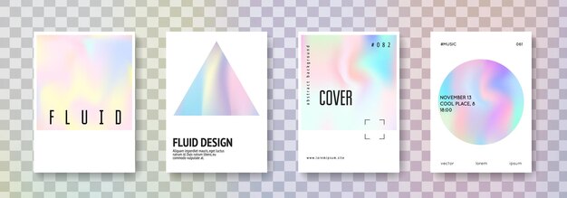 Conjunto de portadas holográficas fondos abstractos