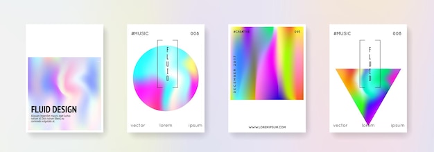 Conjunto de portadas holográficas fondos abstractos