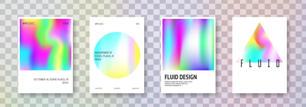 Conjunto de portadas holográficas fondos abstractos