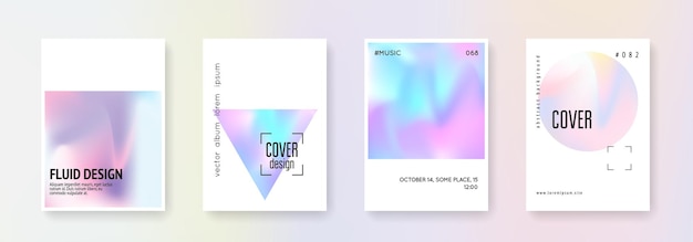 Conjunto de portadas holográficas fondos abstractos