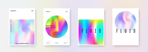 Conjunto de portadas holográficas fondos abstractos