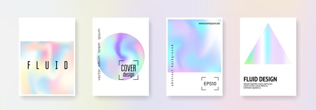 Conjunto de portadas holográficas fondos abstractos