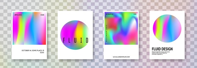 Conjunto de portadas holográficas fondos abstractos