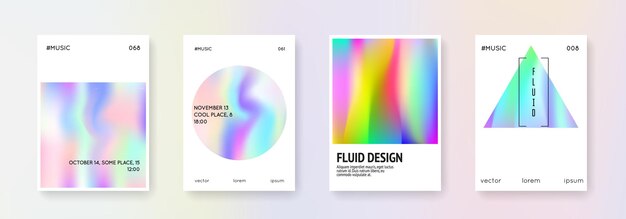 Conjunto de portadas holográficas fondos abstractos