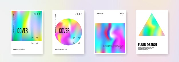 Conjunto de portadas holográficas fondos abstractos