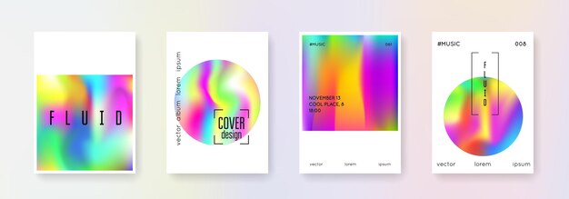 Conjunto de portadas holográficas fondos abstractos