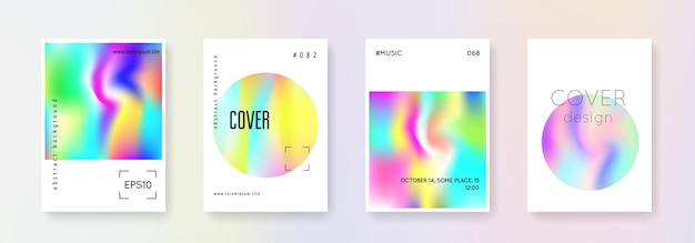 Conjunto de portadas holográficas fondos abstractos