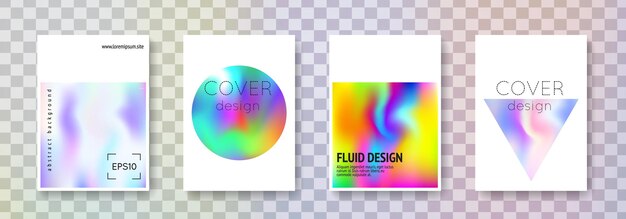Conjunto de portadas holográficas fondos abstractos