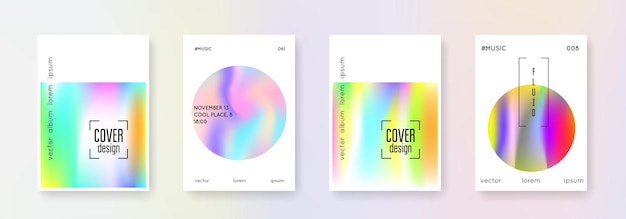 Conjunto de portadas holográficas fondos abstractos