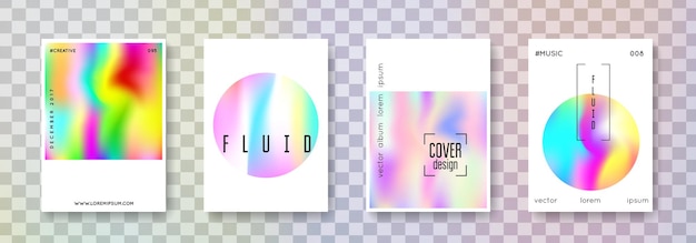 Conjunto de portadas holográficas fondos abstractos