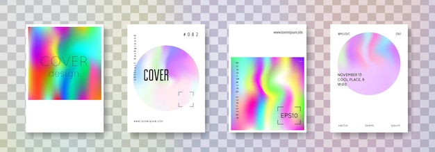 Conjunto de portadas holográficas fondos abstractos