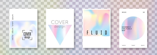Conjunto de portadas holográficas fondos abstractos