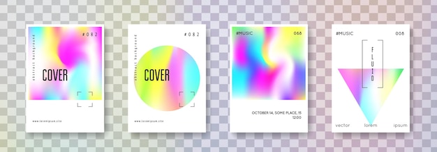 Conjunto de portadas holográficas fondos abstractos